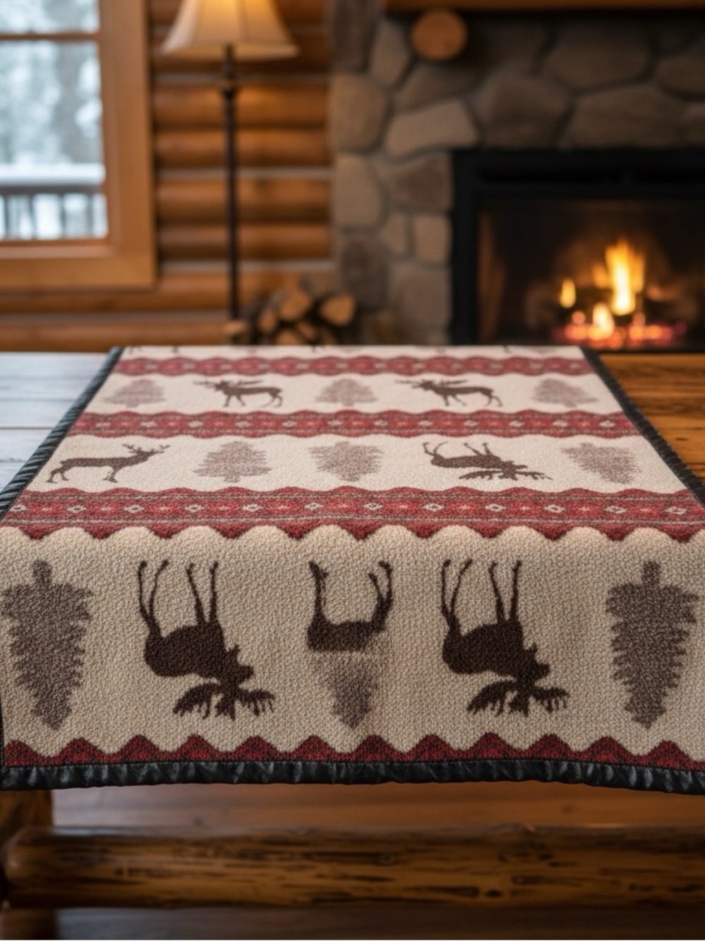 Vintage Woolrich Rustic Cabin Lodge Deer Throw Blanket